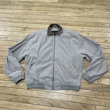 Towne London Fog Jacket Adult S Reg Gray Cream Leather Collar 90s Grunge Retro