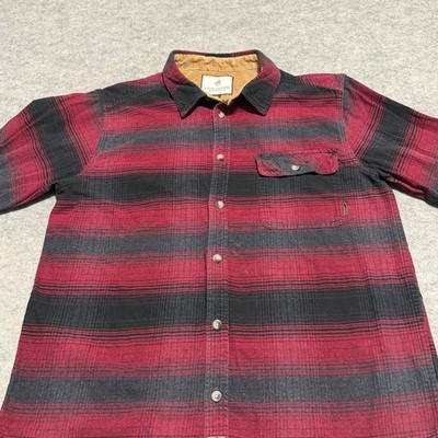 Legendary Whitetail Flannel Shirt Red Black Plaid Corduroy Collar Mens Large