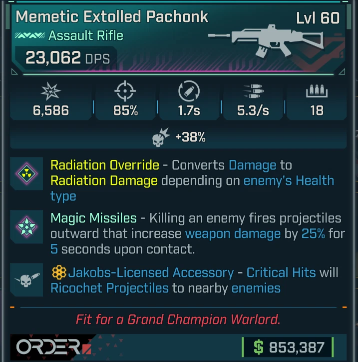 Borderlands 4⭐PACHONK AR⭐RADIATION OVERRIDE⭐JAKOBS - Image 1 of 1