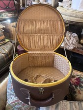 RARE INSIDE Antique DECO Train Hat Case Suitcase Crushed Crushed Velvet - Tags