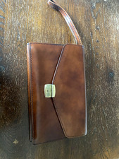 Salisburys Brown Leather Clutch bag Buckle & Zip Accents, Folding Credit Card
