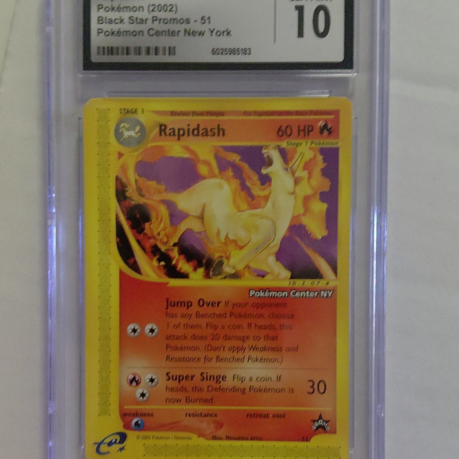 Pokémon Rapidash Black Star Promo #51 Pokémon Center NY 2002 CGC 10
