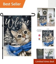 Adorable Winter Cat Double-Sided Garden Flag   Perfect for Outdoor Spaces