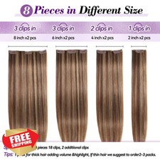 Ugeat Clip in Human Hair Extensions 16" 90g Chocolate to Honey Blonde Double ...