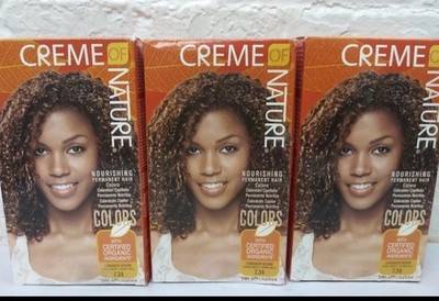 Creme Of Nature Nourishing Permanent Hair Color Dye 7.34 cinnamon Brown Lot Of 3