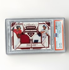 ANDRUW JONES DRUW JONES /20 RUBY DUAL PATCH GAME USED RELIC 2023 FLAWLESS PSA 8