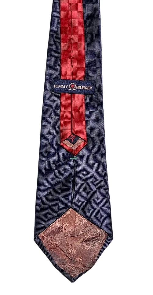 Corbata Tommy Hilfiger Hombre Clásica Roja y Azul Azul Marino Talla Única. Seda 100% vintage Foto 3 de 4