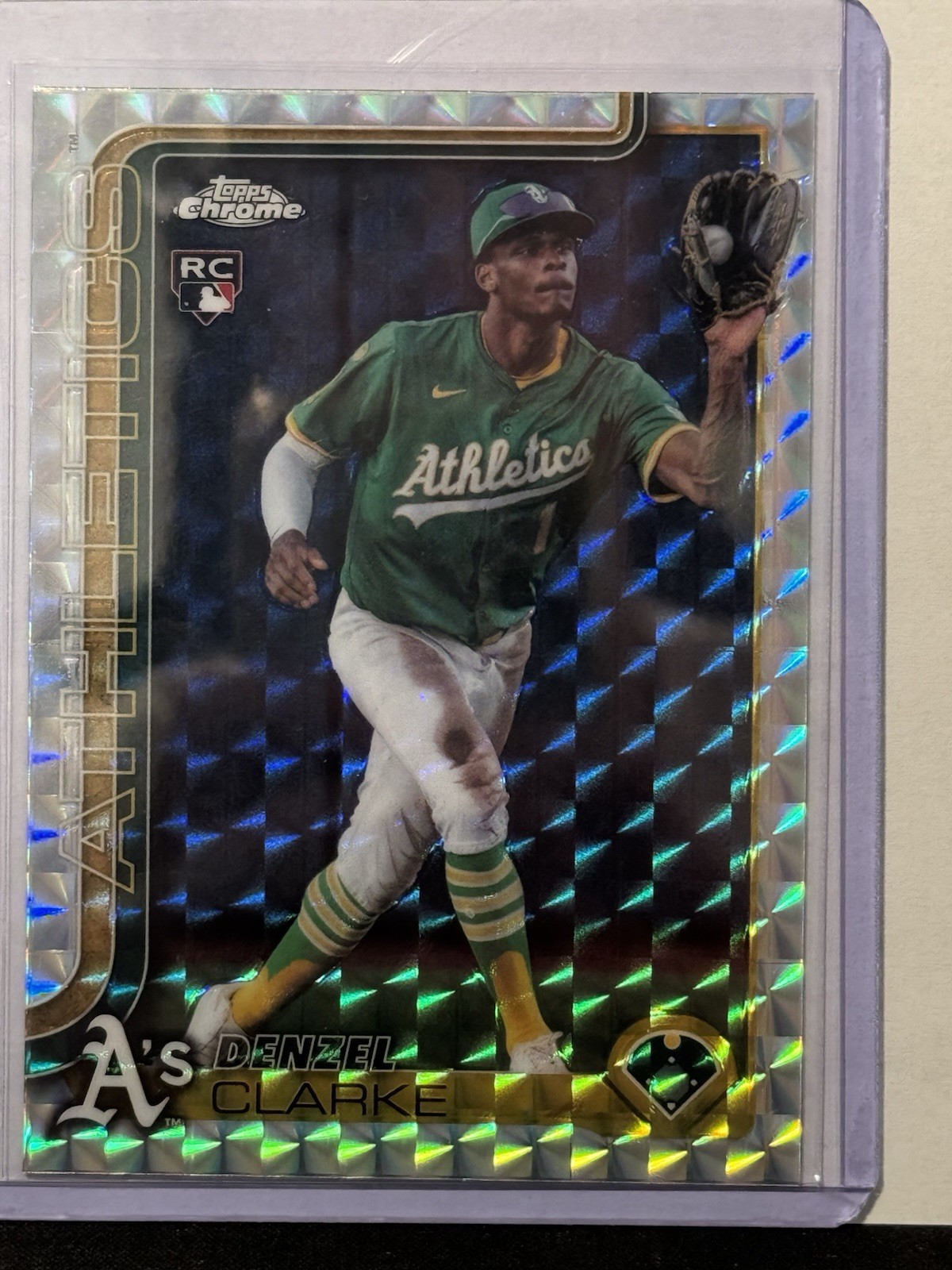 2025 Topps Chrome Update #USC15 Denzel Clarke Geometric Refractor RC Athletics