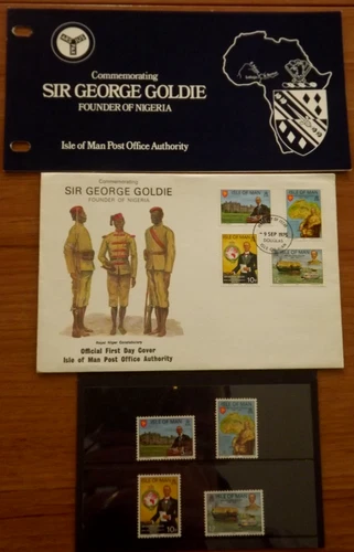 Isle of Man - Sir George Goldie [Nigeria] - 9 Sept 1975 - FDC + Presentation Set