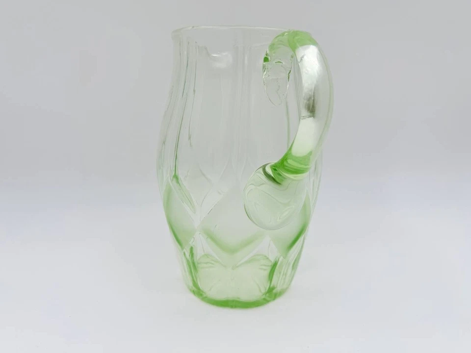 Uranium Glass Jug Green Faceted Romb Matte Diamond Fields 19 cm Height Base 9 cm - Image 3 of 4