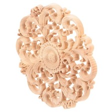 Decorative Wood Carved Round Applique Onlay for Furniture and Home Interiors