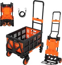 2-in-1 Folding Hand Truck Hand Cart w/Foldable Basket Dolly Cart 330lbs Capacity