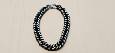 Black 8.5'' Stainless Steel Diamond Cut Curb Chain