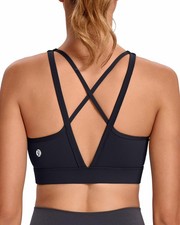 High Impact Sports Bras for , High Black Sports Bra Moulded Cup Strappy Sport...