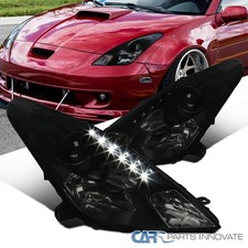 Fits 00-05 Toyota Celica Black Smoke Led Strip Projector Headlights Head Lamps