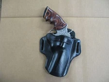 Smith & Wesson S&W L Frame 4" Leather 2 Slot Pancake Belt Holster BLACK RH