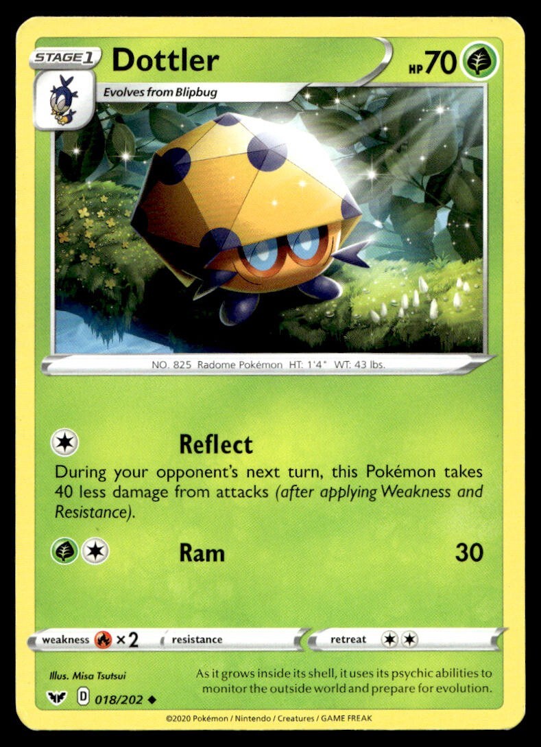 Dottler 18/202 Pokemon Card Sword & Shield Uncommon 70 HP Lightly Played E13