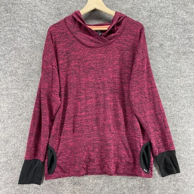 RBX Activewear Hoodie Women 1X Plus Purple Hooded Long Sleeve Pullover V-Neck
