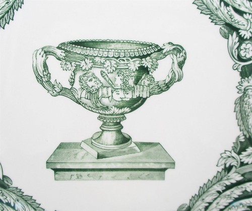 Spode Archive Collection Warwick Vase Green Cake Plate 9 3/4" England EUC - Picture 2 of 5