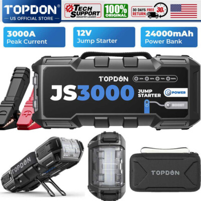  3000A 12V Gas/Diesel Super Safe Lithium Jump Starter Portable Battery Booster