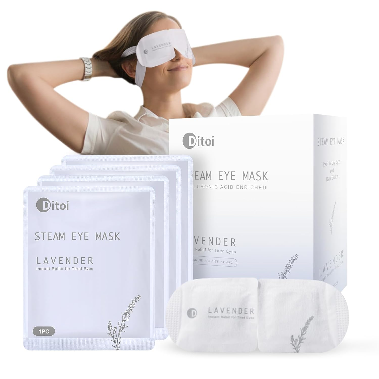 Steam Eye Masks, Rich Hyaluronic Acid Heated Lavender Eye Mask, Disposable SPA S-image