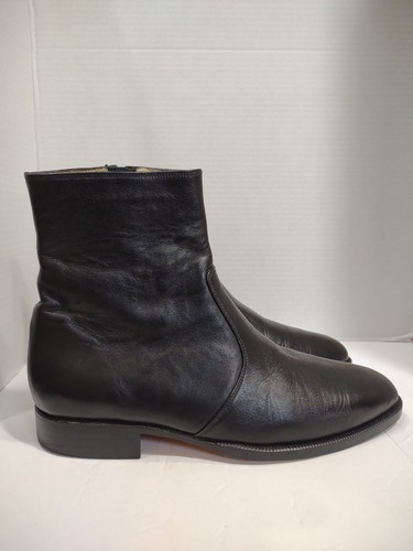 Bespoke Custom Siam Leather Black 8" Dress Boot Full Leather Men's 10M EUC $499 - Picture 3 of 22
