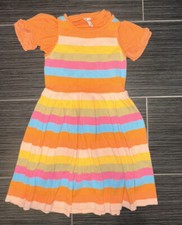 Janie Jack Striped sweater Pleated Dress Orange Pink Orange Tee - Size 10