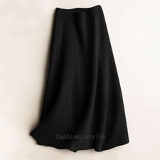 Long Woolen Skirt Knit Skirt Female Long Section High Waist Solid Color Loose