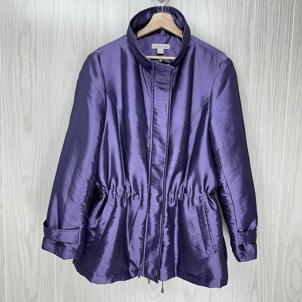 Coldwater Creek парка пальто женщин большой фиолетовый хромой регулируемая талия двусторонняя молния - Изображение 2 из 4