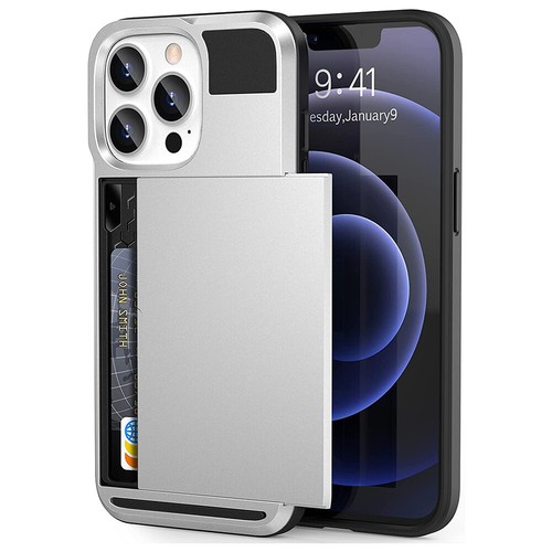 For iPhone 11 12 13 14 15 Slide Card Holder Case Hybrid Shockproof Wallet Cover - Picture 18 of 22