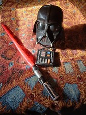 Star Wars Darth Vader 2004 LucasFilm Voice Changing Mask W/ lightsaber Cosplay