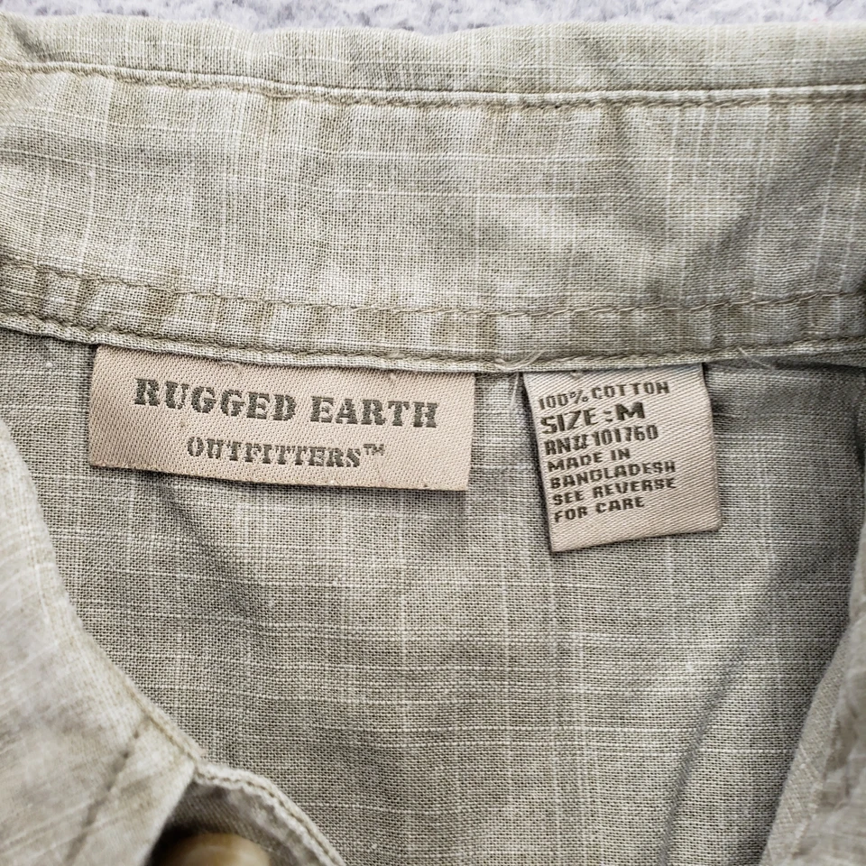 Rugged Earth Shirt Mens Medium Green Button Up Short Sleeve Outdoors Hiking - Image 2 of 4