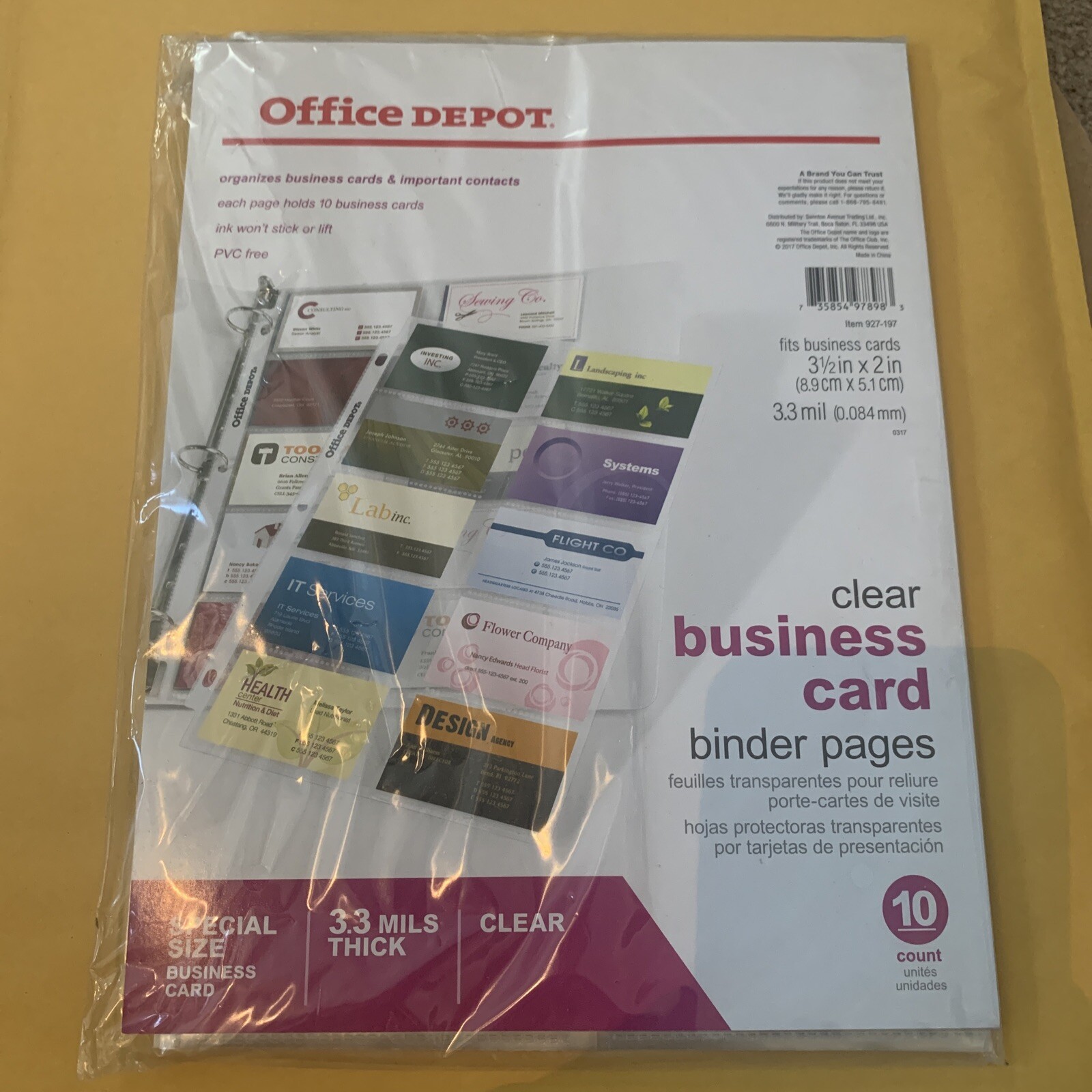 Office Depot Clear Business Card Binder Pages NEW 927197 1 Pack Of