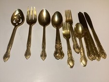 stainless china flatware gold tone