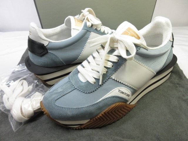 TOM FORD◆スニーカー TOM FORD Sneakers Blue White Leather Suede Size 8 UK7.5 Bag