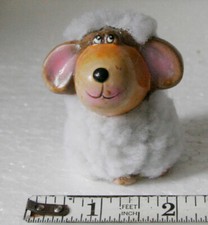 Vintage Small Woolly Lamb Sheep with Charming and Expressive Hand Painted Face