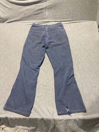 Vintage 1970s Wrangler Girls Distressed Denim Jeans Blue Size 12 - Picture 9 of 11