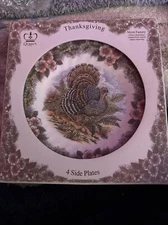 QUEENS MYOTT FACTORY CHURCHILL THANKSGIVING TURKEY 8 INCH DINNER PLATES SET OF 4