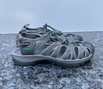 Keen Whisper Hiking/Sport Sandal Medium Grey/Peacock Green Women s 6.5