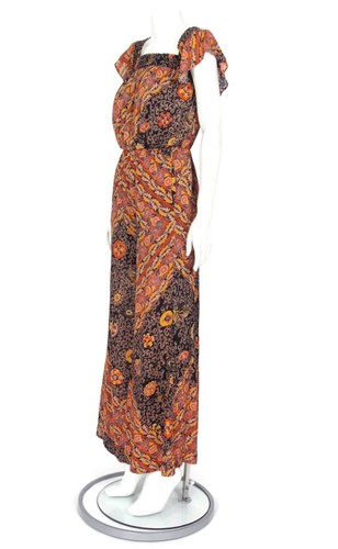 FREE PEOPLE Floral Patchwork Print Smock Flutter Sleeve Wide Leg Jumpsuit XS 255 - Picture 5 of 6