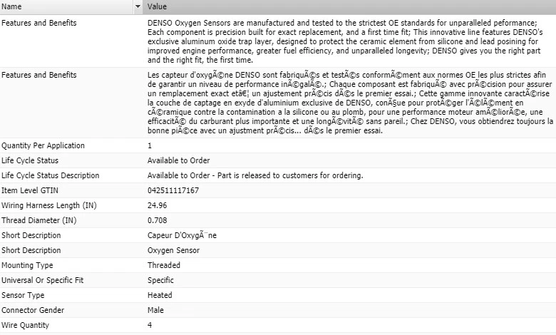 Sensor de oxígeno Denso aguas abajo para Honda Pilot V6-3,5 L 2009-2015 Foto 2 de 4