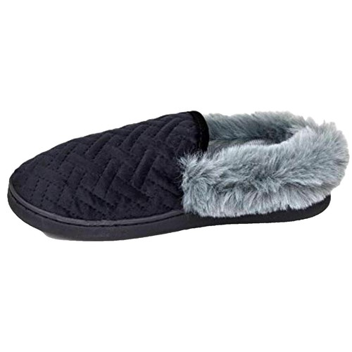 Men\'s Black Cushion Memory Foam Shake Fleece Faux Fur Lining House Slipper Shoes ONCAI Men main image 2
