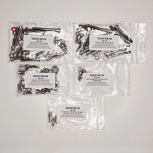 Visserie inox haut de gamme moteur Suzuki RM 250 kit complet Allen 96-98