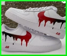 Custom Air Force 1 Red Fade Dripp/Air Force 1 Custom Shoes NEW IN BOX