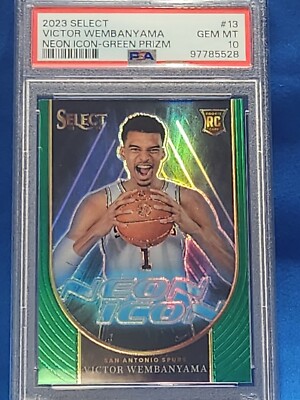VICTOR WEMBANYAMA 2023 SELECT #13 NEON-ICON GREEN PRIZM PSA 10
