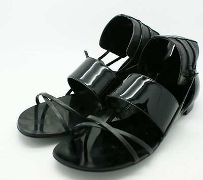 Report Signature Women Jones Cuff Leather Flat Sandal Gladiator Shoe Black 6 NIB