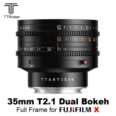 TTArtisan 35mm T2.1 Full Frame Dual Bokeh Cinema Lens for Fujifilm Fuji X Mount