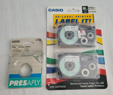 Casio XR-18WE2S EZ-Label Printer Label It 18mm 3/4" Tape Cartridge 2 Pack