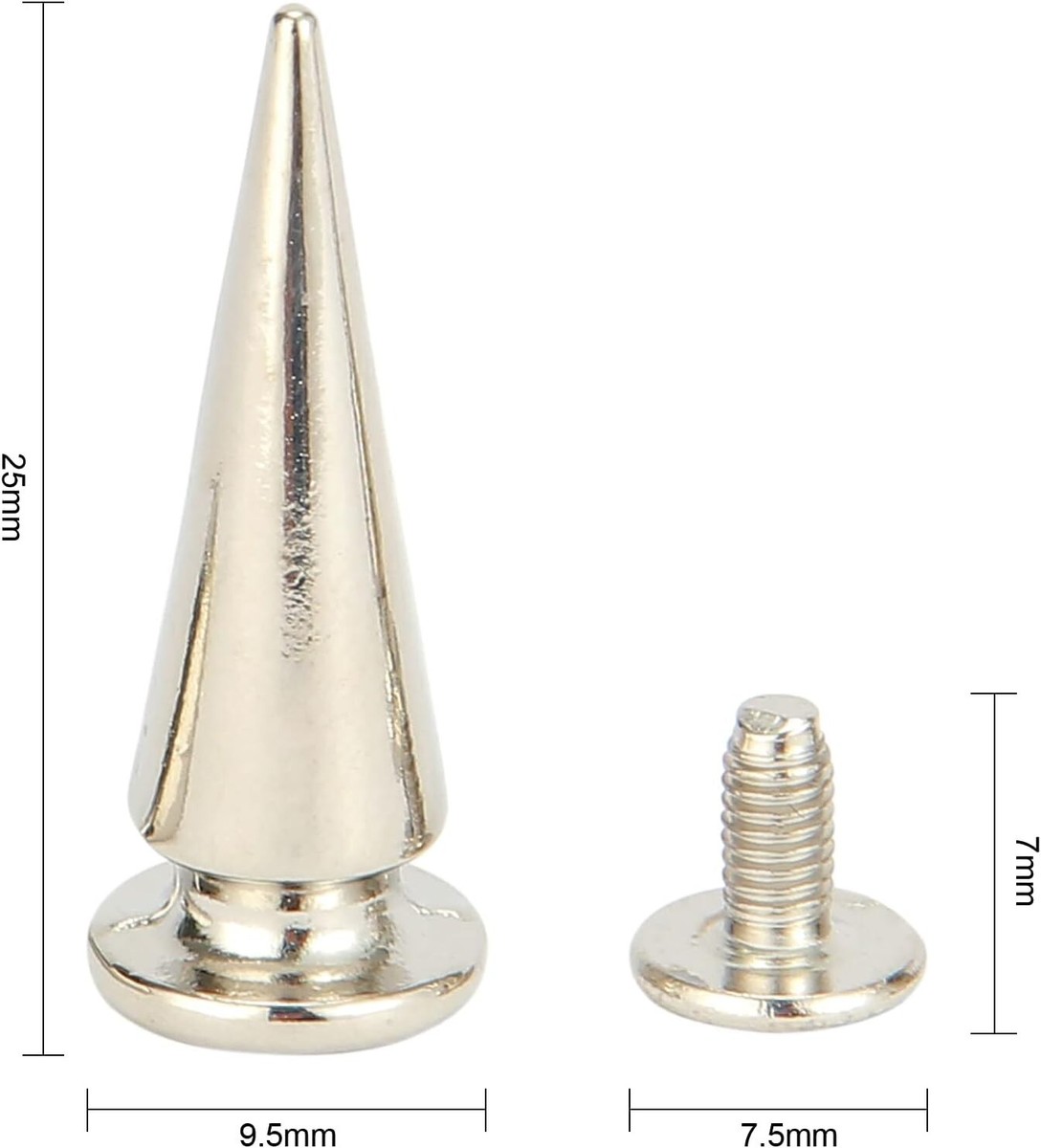 600pz Cone Spike Punk Rivets Studs, 4 Artigli Round Stud Punk Rivet, per Progetti di Artigianato Fai da te in Pelle, Fare Borse, Cinture, Scarpe, Abbigliamento, Jeans (8/10/12mm, Argento