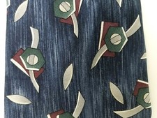 Stafford Necktie Tie Mens Blue Gray Geometric 100 Silk EUC